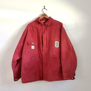 Carhartt lined jacket in faded red